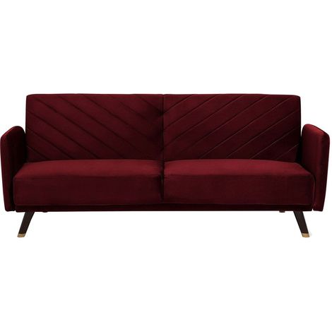 Sofa Bed 3 Seater SENJA Velvet Dark Red (1/5)