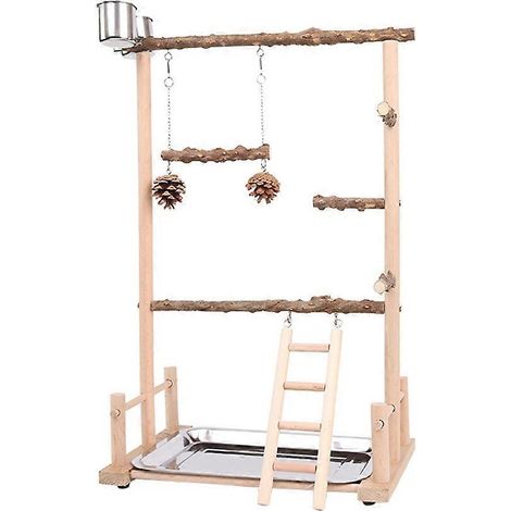 Unzertrennlicher Finken-Kanarienvogel-Käfig-Sitzstange-Ständer-Schaukel-Kletterbrücke aus Holz