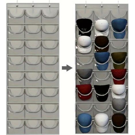 Porte chapeaux à 24 poches pour casquettes de baseball, casquettes de baseball, support de rangement pour placard mural