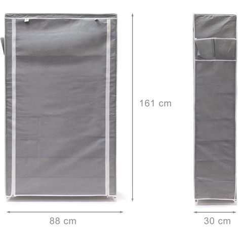Meuble étagère armoire à chaussures tissu fermeture éclair 161 cm gris (1/4)