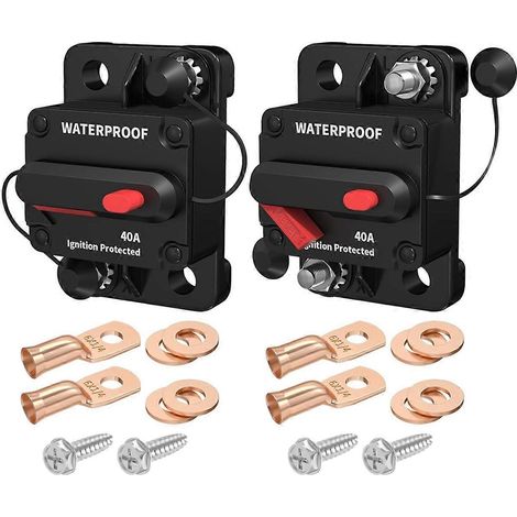 Lot de 2 disjoncteurs 40 A 12 V-48 V à réarmement manuel pour système audio de camping-car (1/5)