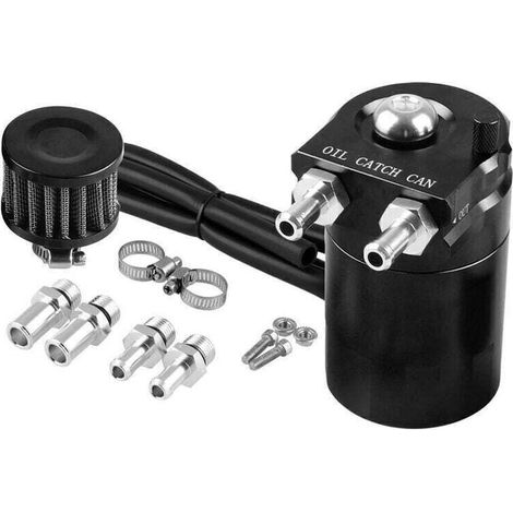 Universelle Huile Catch Peut, 300ml Air Filtre Reniflard Moteur Séparateur Réservoir à Huile Voiture Récupérateur d'Huile, Noir (1/4)
