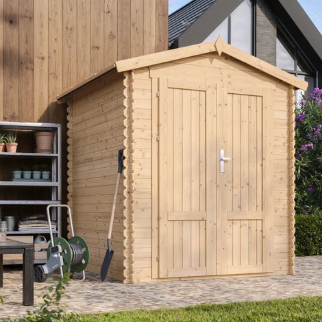 TIMBELA M320F1 Holz Gartenhaus 2,82 m², Geräteschuppen Mit 19 mm Wandstärke, Gerätehaus Und Fahrradschuppen Für Gartenwerkzeug, Ohne Boden, Massivholz-Paneeltüren