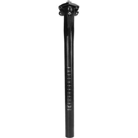 Tige de selle professionnelle en aluminium, tête double clous, fibre de carbone motif 3K, noir brillant, 27.2x350mm (1/5)
