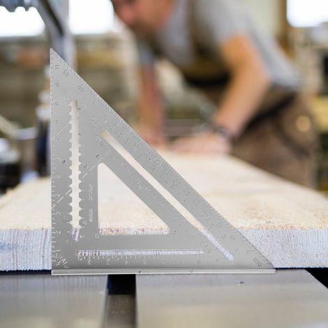 Règle triangulaire de 12 pouces à angle droit, rapporteur d'angle en aluminium blanc antirouille pour le travail du bois (aluminium moulé) (1/5)