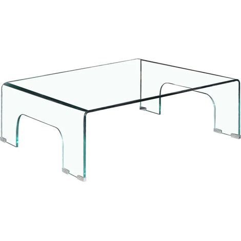 Table basse carrée 90 x 90 cm avec pieds arqués en verre trempé - ICE