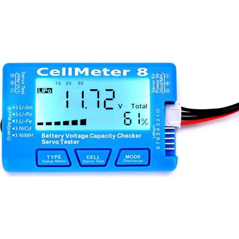 Vérificateur de Batterie numérique, CellMeter 8 Testeur de Tension de capacité de Batterie numérique pour Li-Po Life Li-ION (1/5)
