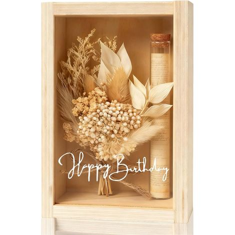 Regalo di compleanno, regalo in argento 11 x 16 cm, regali di nozze per gli sposi, scatola di legno + fiori secchi + provetta, regalo in argento per un compleanno (1/5)