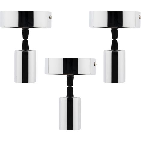 Lot de 3 kits de suspension luminaire métal avec cordons textiles Chrome (1/2)