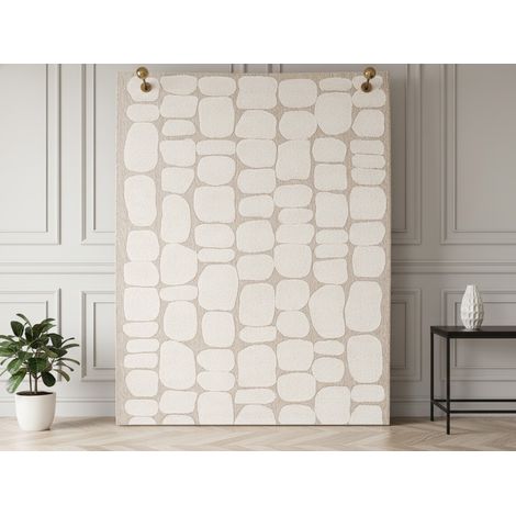 BOBOCHIC - Tapis poils ras ROKU motif abstrait 200x290 Beige (1/5)