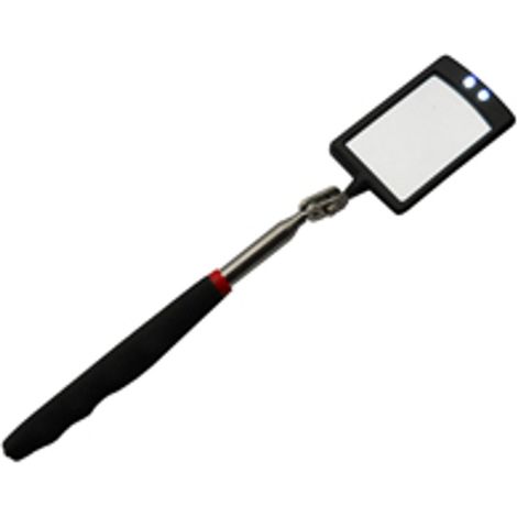 Miroir d'inspection télescopique avec LED blanche 84 x 52 mm, miroir de surveillance de 87 cm