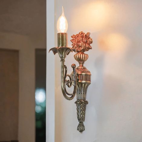 Wandlampe Messing massiv E14in Bronze Jugendstil Wandleuchte