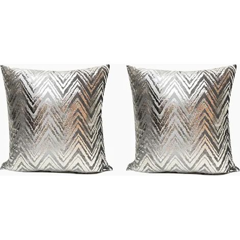 Housse De Coussin - 45 x 45 Cm - Carré - Marquage À Chaud Argenté - Lot De 2 (1/5)