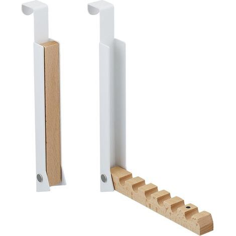Appendiabiti pieghevole, set da 2, per porte fino a 2 cm di spessore, per 6 grucce, bianco (1/5)