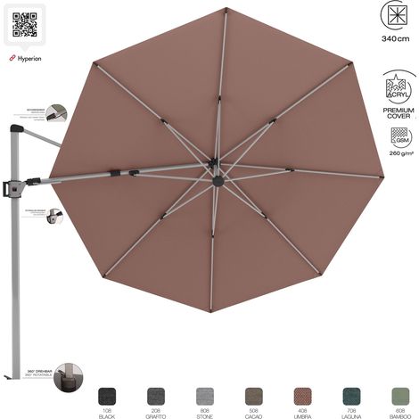 KNIRPS Hyperion Prestige Ampelschirm ø 340 cm Sonnenschirm Pendelschirm 7 Farbvarianten