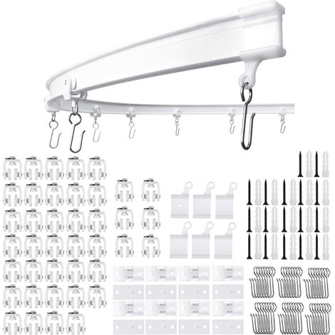 Flexible Ceiling Curtain Rail 5m Curved Curtain Rail with Silent Rollers Folding Bracket for Shower Bay Window Room Divider (1/5)