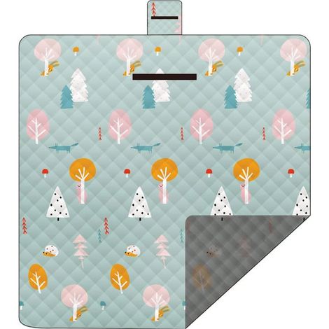 Tapis de pique-nique d'extérieur léger, imperméable et pliable, coussin de plage, couverture de camping à carreaux, 200 x 200 cm. (1/5)