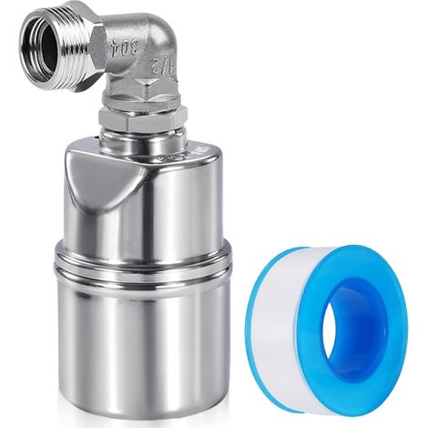 Vanne flotteur 3/4" basse pression en acier inoxydable 304 pour réservoir eau de piscine, robinet flotteur avec entrée d’eau latérale 3/4" (1/5)