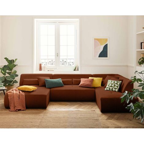 Onyx - 7-sitzer wohnlandschaft rechts - cord - terrakotta