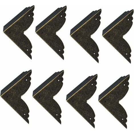 8 pièces Vintage Protecteur Décoratif d'angle en Fer protecteurs d'angle en métal pour Meubles De Protection d'angle De Meuble en Bronze pour Meuble et Boîte en Bois Coffret à Bijoux Bronze 707020mm,V