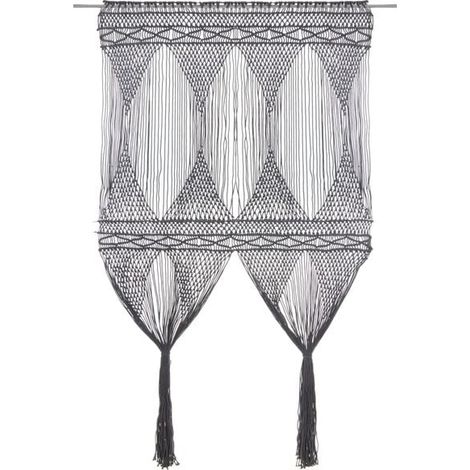 Rideaux à pompons en coton gris anthracite, 140 x 240 cm (1/5)