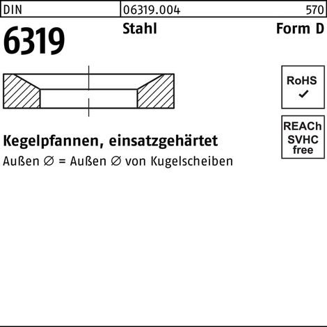 Cupule conique DIN 6319 FormeD D 9,6x17x3,5 Acier cémenté 50 pièces