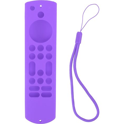 Étui en silicone pour télécommande Amazon TV, protection souple anti-choc et imperméable, enveloppe complète avec découpes précises, couleur violet. (1/5)