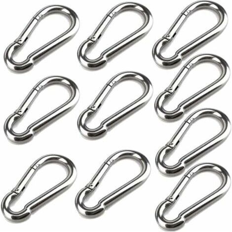 ALLIANDISUlisem10 Mousquetons De 40 Mm X 4 Mm, Mousqueton En Acier Inoxydable 304 Avec Mousqueton, Capacité De Charge Jusqu'À Environ 80 Kg. (1/4)