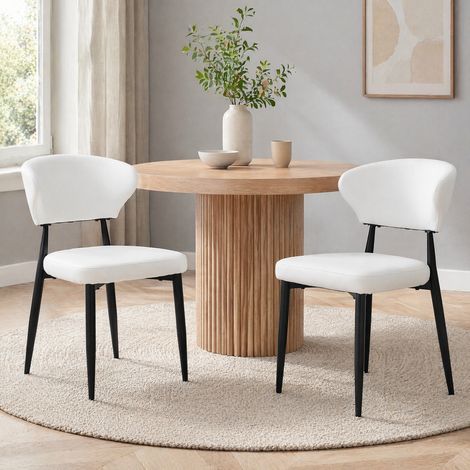 Sedie da pranzo bianche ergonomiche in PU e metallo, set da 2 HAVRYA (1/5)
