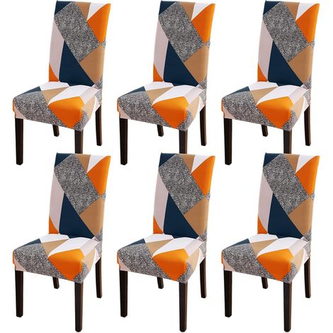 Stuhlhussen 6er Set Stretch Stuhlhussen für Esszimmerstühle, Abnehmbarer Waschbarer Stühle Schutz Dekoration Stuhlbezug für Haus, Küche, Hotel, Restaurant, Bankett, Hochzeit, Party