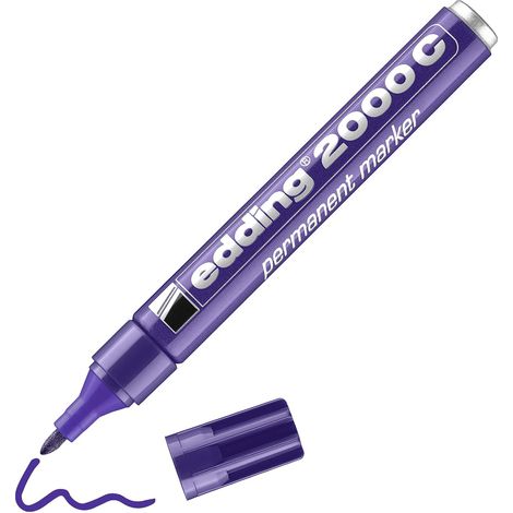 edding 2000 C Marqueur permanent - violet - 1 stylo - pointe ronde 1,5-3 mm - sèche vite - résiste à l'eau et à l'essuyage - pour carton, plastique, bois, métal - marqueur universel (1/5)