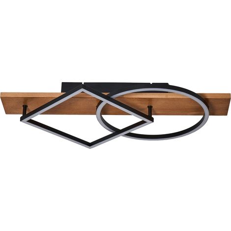 Plafoniera moderna LED integrato in metallo effetto legno con forme geometriche nera Aire (1/5)