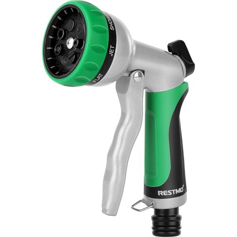 Metal Garden Watering Gun Green Hose Sprayer 7 Models Spray Gun with Adjustable Water Flow for Car Wash (1/5)