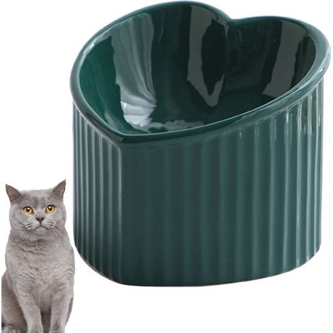 Comederos de cerámica elevados para gatos, cuencos inclinados elevados para comida o agua, antiestrés, antirretorno.