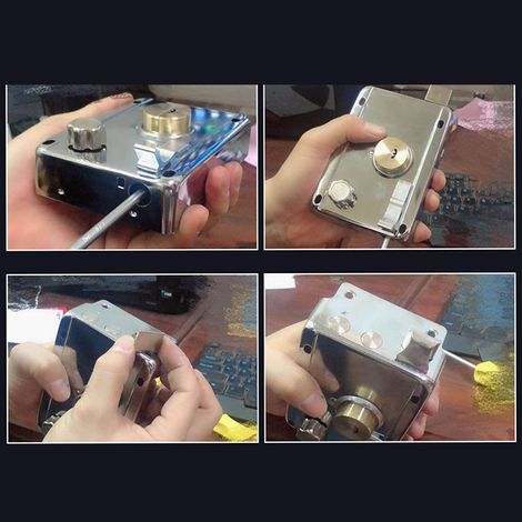 Serrure extérieure pour portail en acier inoxydable et cuivre, modèle avec noyau de serrure cuivre ouvrant à gauche avec bordure de sécurité anti-vol - Serrure ancienne pour portail, livrée avec 5 clé (1/5)