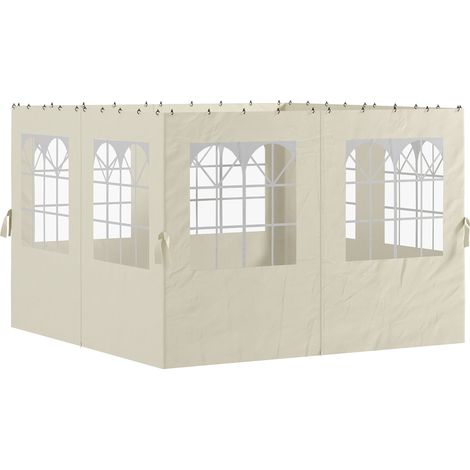 Pavillon-Seitenwände, 4er-Pack, 3x3m, Creme, UV- und wasserbeständig