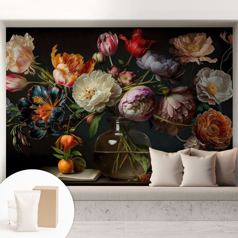 Carta Da Parati Non Tessuto - Con Colla Inclusa per Camera da Letto - Facile da Applica - Motivo decorativo Bouquet di fiori 208x146 cm (1/5)