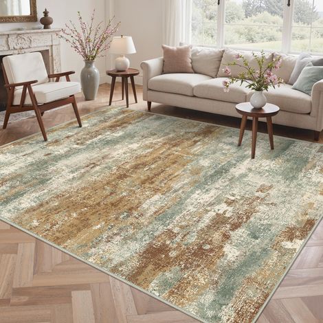 Tapis Salon Résumé 200x290cm Lavable en Machine Rug AntidéRapant Poil Ras, pour Chambre Salle a Manger Descente de Lit Bureau, Cuisine, Rouge Orangé (1/5)