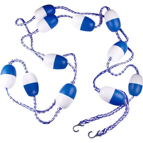 5m / 16,4 ft Ligne de Sécurité pour Piscine Corde de Séparation Bleue et Blanche Corde Flottante Barrière de Piscine