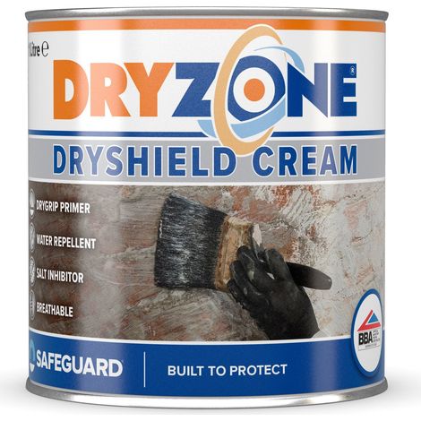 Dryshield Cream 1L Salt-Resistant Masonry Primer for Rising Damp