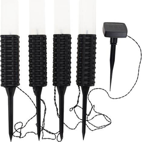 TG66774 LAMPADA DA GIARDINO SOLARE RATTAN LAMPADE A LED 4 PEZZI PANNELLO SOLARE POST HIT