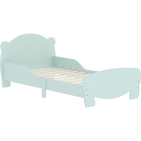 Babybett 70x140 cm mit Schutzgittern, grünes Bärenmotiv für Jungen und Mädchen von 3 bis 6 Jahren, sicher und komfortabel