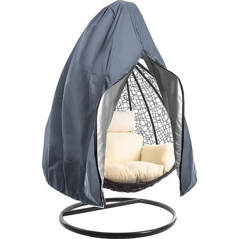 Housse de protection d'extérieur Salons jardin Patio Suspendus Oeuf Chaise CouVert 190X115cm Gris (1/5)