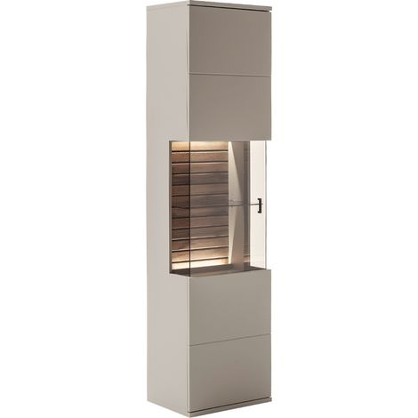 Vitrine in grau mit Eiche inkl. Beleuchtung LIEZEN-05 (1/5)