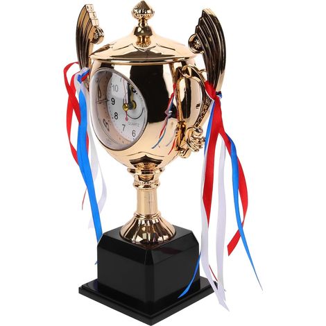 Réveil de Trophée Doré Horloge de Bureau ABS Réveil Élève Classique Décoration de Table pour Remise de Diplôme Présent Original pour Enseignants et Étudiants (1/5)