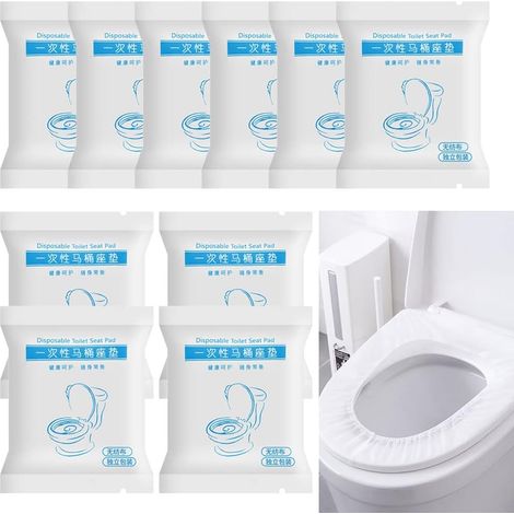 Housse de siège de toilette, tapis de toilette portable étanche universel pour les voyages, les toilettes publiques et les invités à la maison (lot de 10) (1/5)