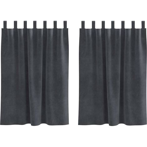 Rideaux avec des rideaux 2 pcs Gris clair 140 x 140 cm Velours CFW46418 (1/4)