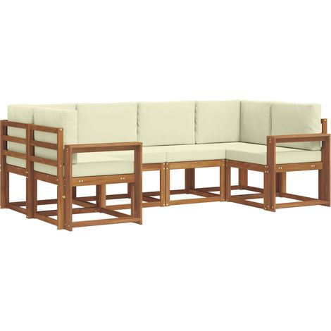 Conjunto de sofás de exterior 6 uds. Natural y Crema vidaXL (1/5)