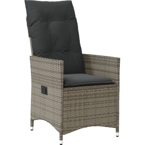 Maison Exclusive - Sedia Reclinabile da Giardino con Cuscini Grigia in Polyrattan
