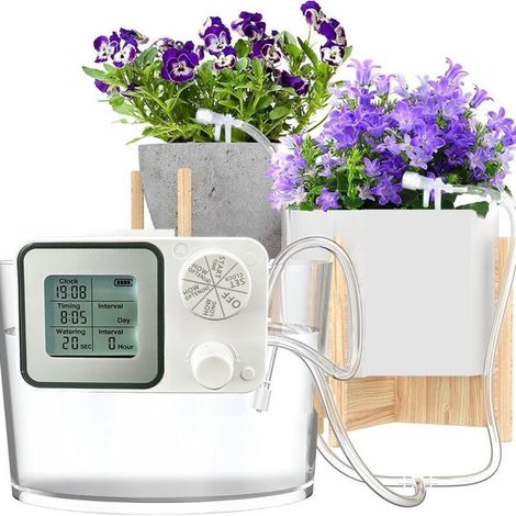 Kit d'irrigation goutte à goutte automatique pour 15 plantes d'intérieur en pot, détection intelligente de l'humidité, arrosage pour balcon et serre (1/4)
